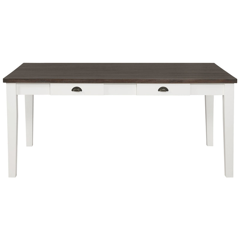 2 tables de salle à manger en blanc antique avec placage de grain naturel, pieds en bois massif, tiroirs pour le blanc essentiel avec charme rustique, plateau en placage, quatre rangements, six sièges, intérieur de chalet idéal