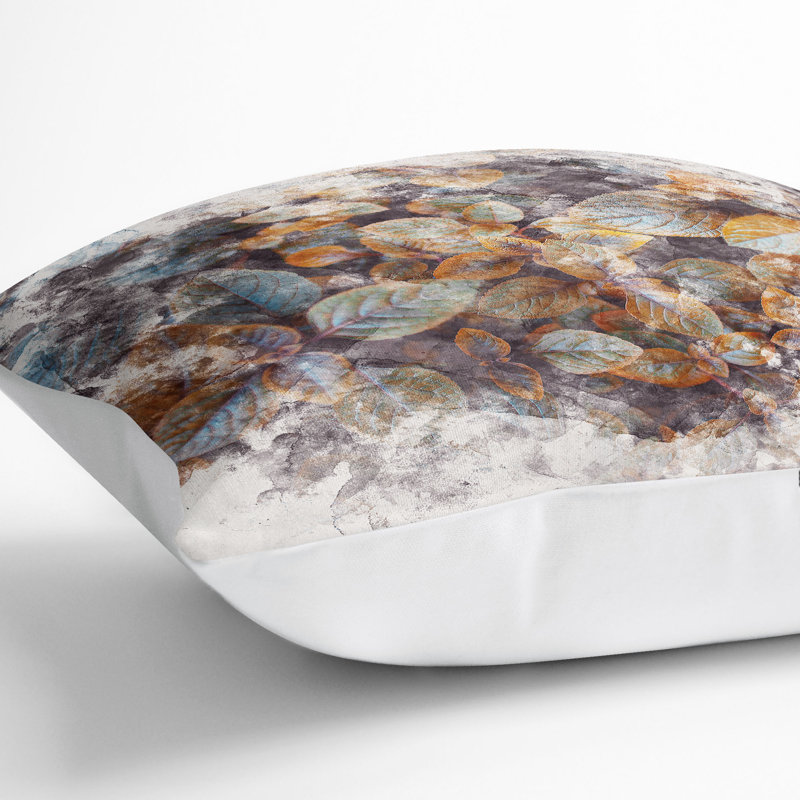Pretty Leaves Cushion with Filling, White, 40cm H x 40cm W x 15cm D