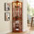 Glass Cabinet Lighted Corner Cabinet Corner Display Curio Cabinet, Glass Display With Light(Included)Bar Cabinet,Wine Cabinet With Adjustable Glass Shelves Carved Decoration-315616978