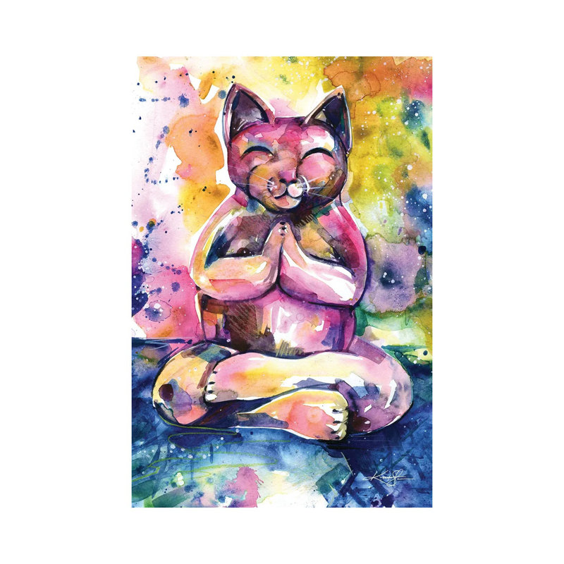 Buddha Cat XI 1 Piece Wrapped Canvas Painting, 20.32 cm H x 30.48 cm W