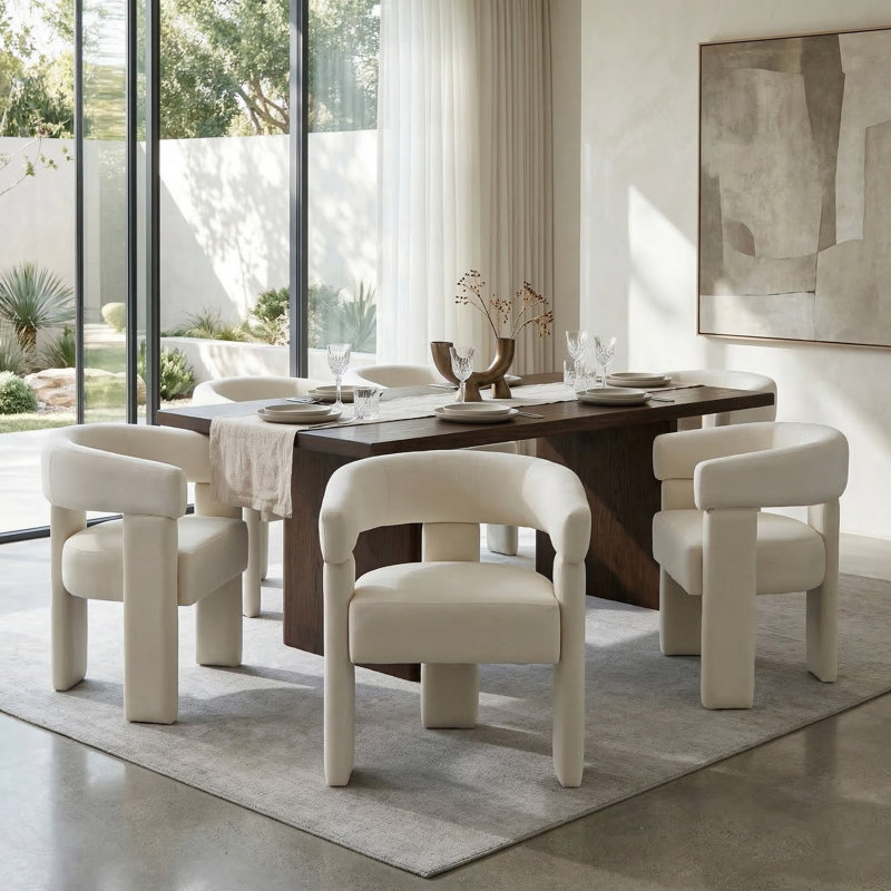 Light-luxury Velvet Dining Chair, Beige