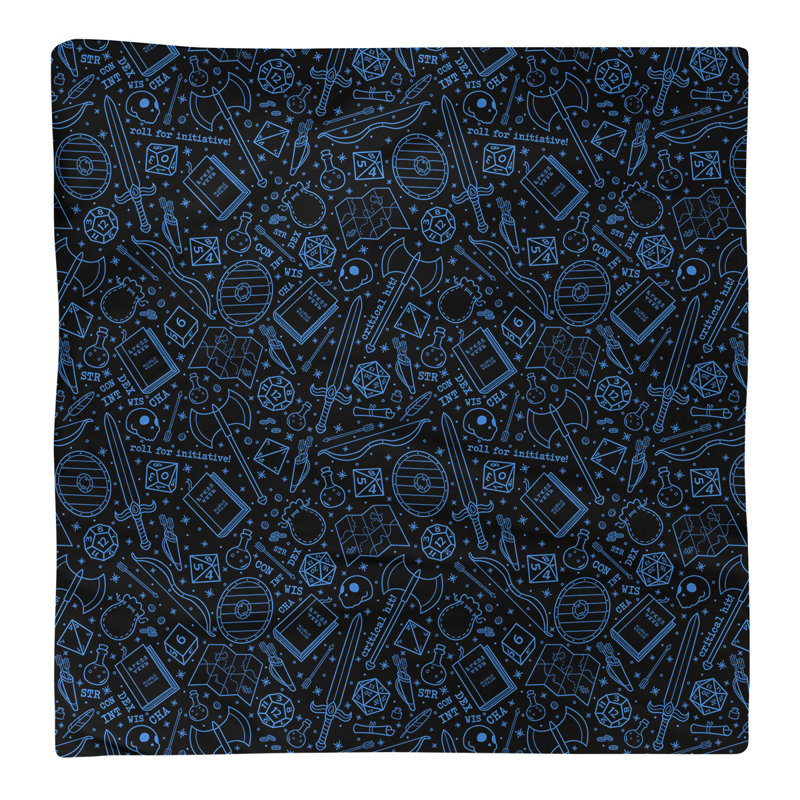 Serviette en coton à motif rpg lines, H 0,1 po x l 22 po x P 22 po, Noir / Bleu, Sergé de coton