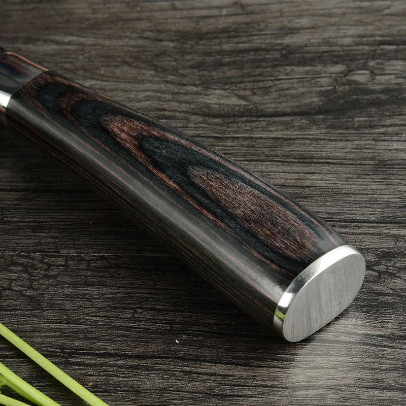 Senken Knives Senken Knives Complete 8-Piece Japanese Kitchen Knife Set With Damascus Pattern - The Imperial Collection - Japanese Chef Knife Set with Smooth Wooden Handles - Ultra Sharp for Fast Cutting