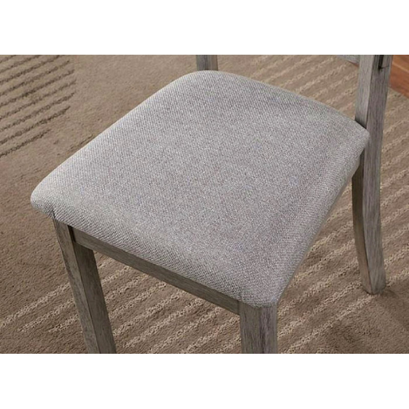 Table de salle à manger 4X Chaises d'appoint Banc 6Pcs Ensemble de salle à manger Finition grise Mobilier de salle à manger Siège en tissu de style rustique