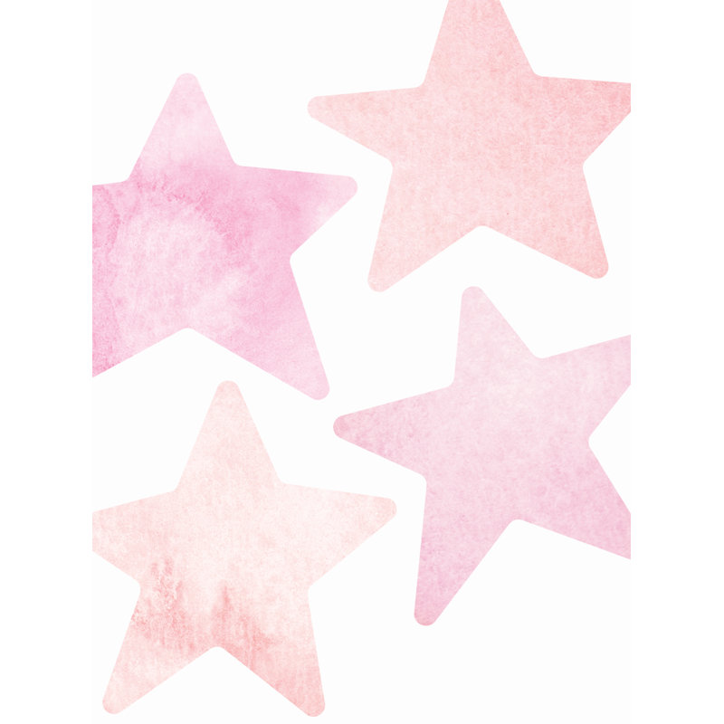 Autocollants muraux étoiles aquarelles, Corail rose