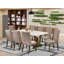Ensemble de salle à manger jacobéen 9 pièces comprenant une magnifique table à manger patinée de style jacobéen et 8 superbes chaises Parson à dossier incurvé et têtes cloutées, finition patinée jacobéenne.-1472694064-1472694065