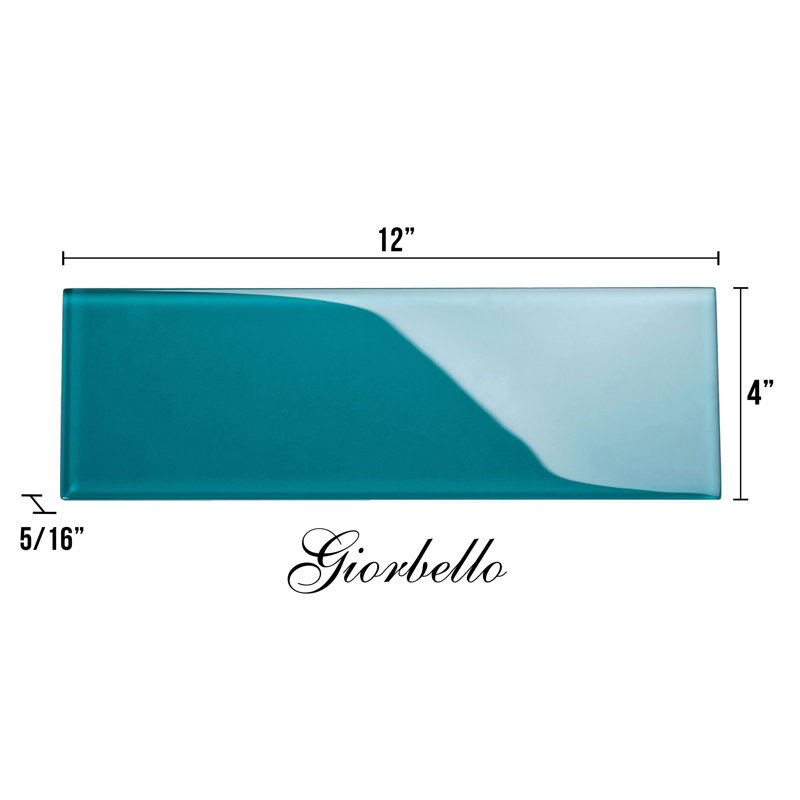 Glass Subway 4" x 12" Wall Tile, Dark Teal