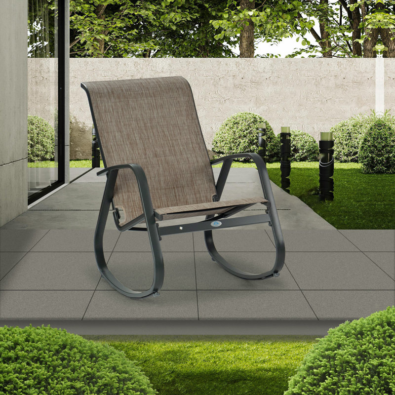 Chaise berçante d'extérieur en métal , Beige