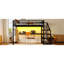 Lit mezzanine simple TG avec bureau et escalier de rangement, lumières à DEL en métal, abris, filets en fer multifonctionnels, antirouille, réducteur de bruit, noir silencieux,
