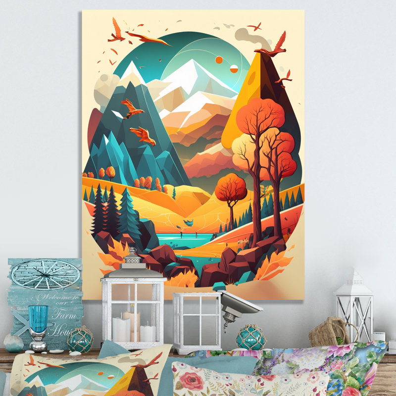 «Summer Scene in Modern Vector», reproduction sur toile, L 12 po x H 20 po, Toile tendue