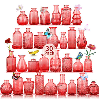 Glass Bud Vases In Bulk Set Of 30 Pcs,small Glass Vases For Flowers As Wedding Centerpieces For Tables,clear Flower Vases Suitble For Wedding Decorations,christmas Home Decor ( 30 Pcs)