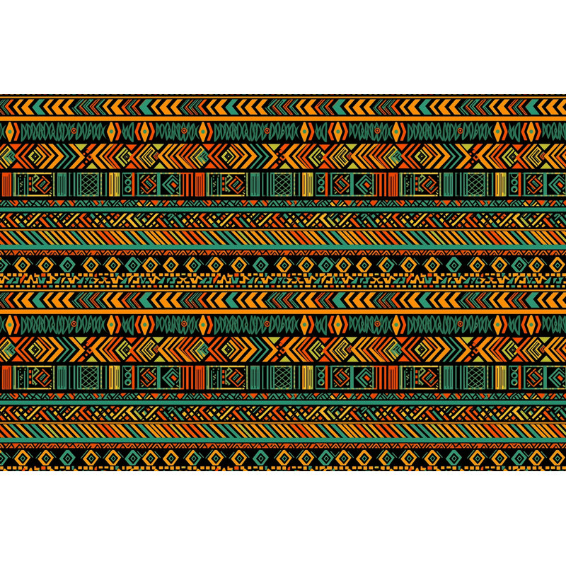 Housse de couette moderne années 1970 beige, Housse de couette pour lit simple, Motif géométrique orange et vert