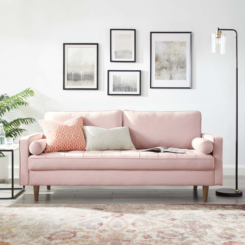 Valour Performance Velvet Sofa by Modway, Pink Velvet