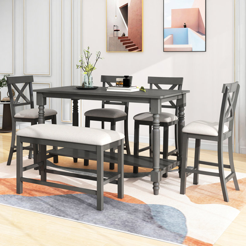 Table fonctionnelle avec tablette et banc relaxant 4 chaises, tablette, design élégant, Gris