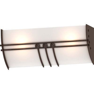 Avila 2-Light Indoor Italian Dusk Fluorescent Wall Mount Wall Sconce Vanity Light Bath Bar with White Glass