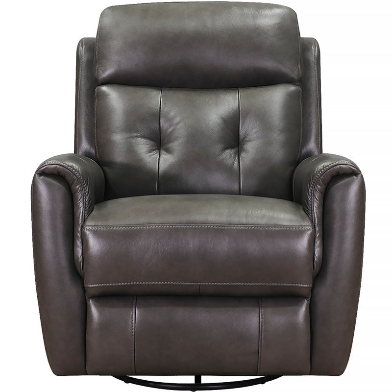 Avanna Power Headrest Top Grain Leather Swivel Glider Recliner, Torino Concord Gray