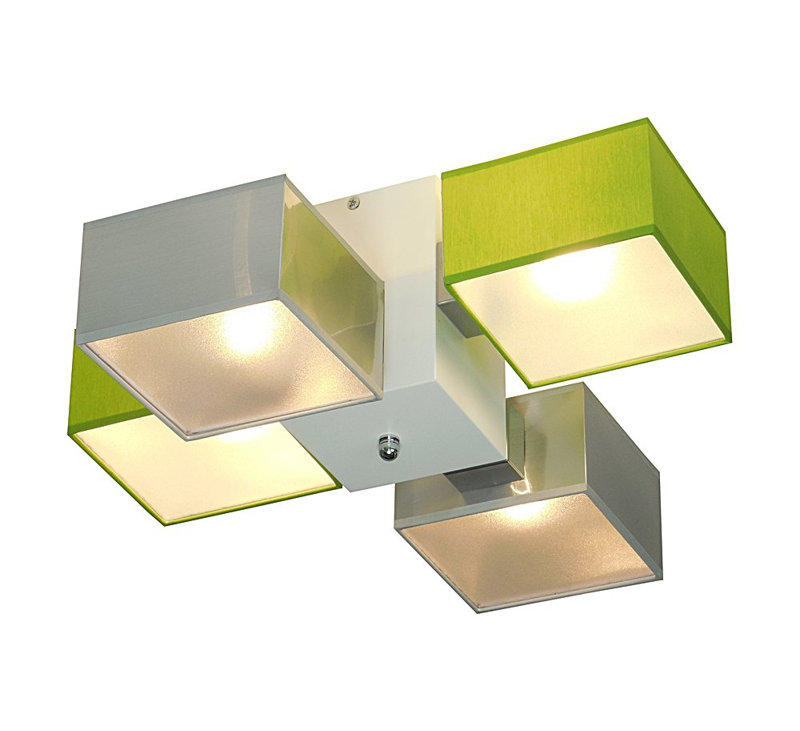 Miranda Semi Flush Mount, Light brown, Silver and green