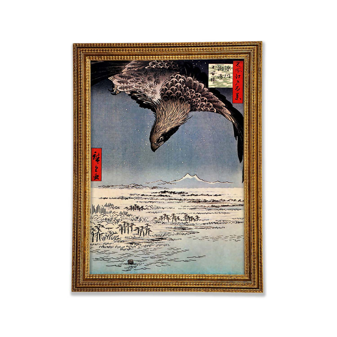 Vogel im Flug von Hiroshige - Einzelne Bilderrahmen Kunstdrucke