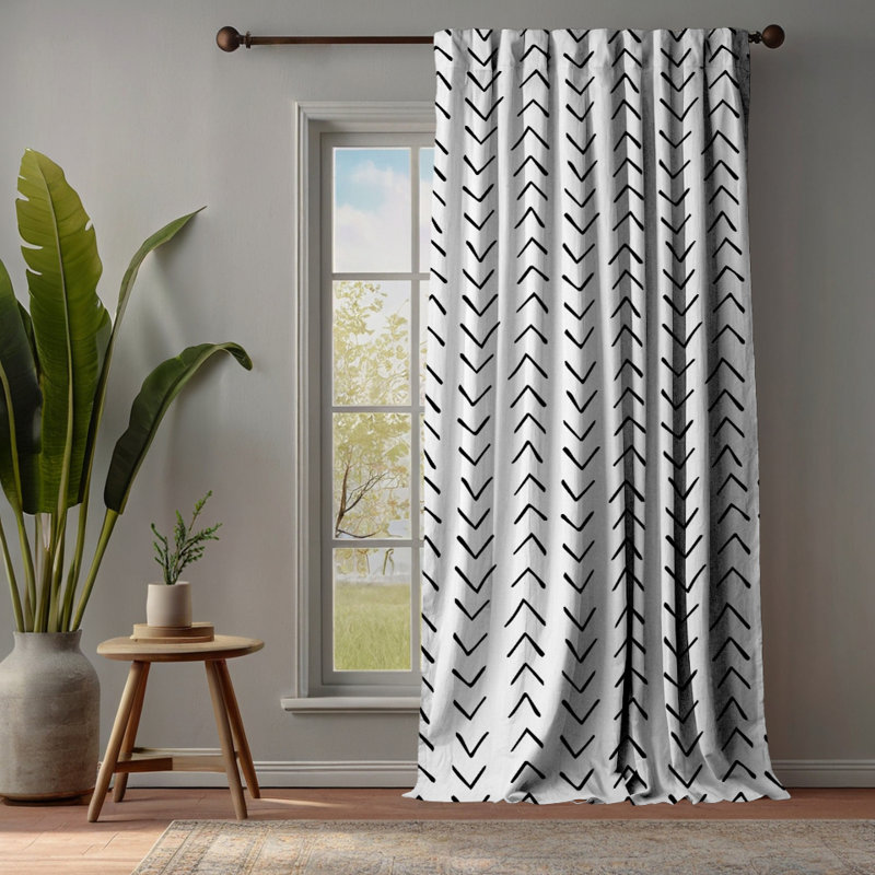Bohemian Room Lined Single Panel Curtain, White, 140cm Width x 325cm Drop