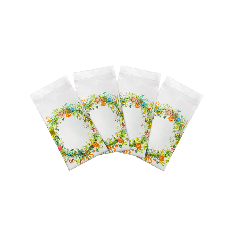 Wreath Flowers Cotton Sateen Dinner Napkins