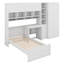 Lit plateforme simple avec tablettes de rangement, bureau et éclairage à DEL, lit plateforme en bois avec armoires, tiroirs et garde-robe-901698173