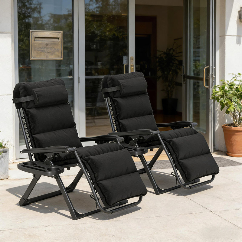 Ensemble de chaises longues inclinables et pliantes pour l'extérieur