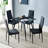 4pcs Elegant High Backrest Dining Chairs Black - Assembled Stripping Texture Pu Upholstered Chairs With High-density Sponge Cushion, Sturdy Iron Tube Frame, Easy Clean & Maintenance For Dining Room
