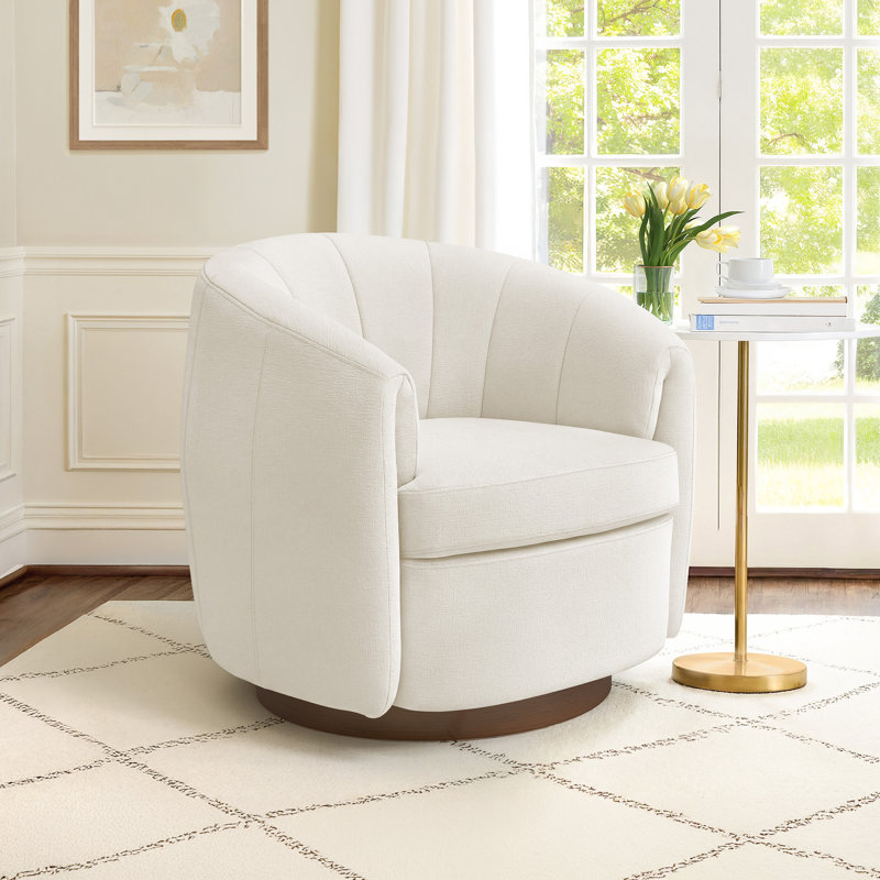 Seraphina Upholstered Swivel Barrel Chair, Beige