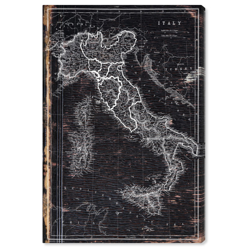« map of italie 1873 », impression sur toile, H 24 po x l 16 po, Toile tendue