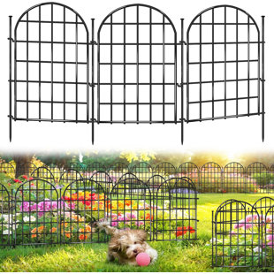 30 Panels Garden Fence - Arched No Dig Rustproof Metal, Animal Barrier With Ground Stakes (Dog/Rabbit/Yard)