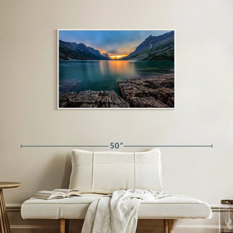 St Mary Lake Montana, Cadre flottant blanc, 37 po x 25 po