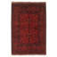 Tapis rouge / noir en laine noué à la main de conception unique 3 pi 5 po x 4 pi 11 po Folashade