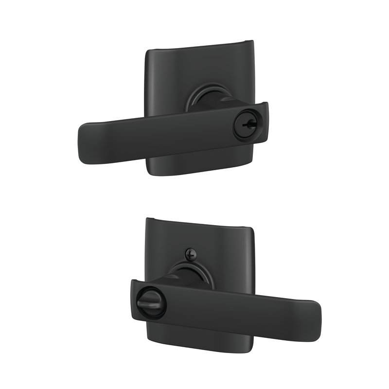 Complete Entry Lever Set with Deadbolt, Matte Black