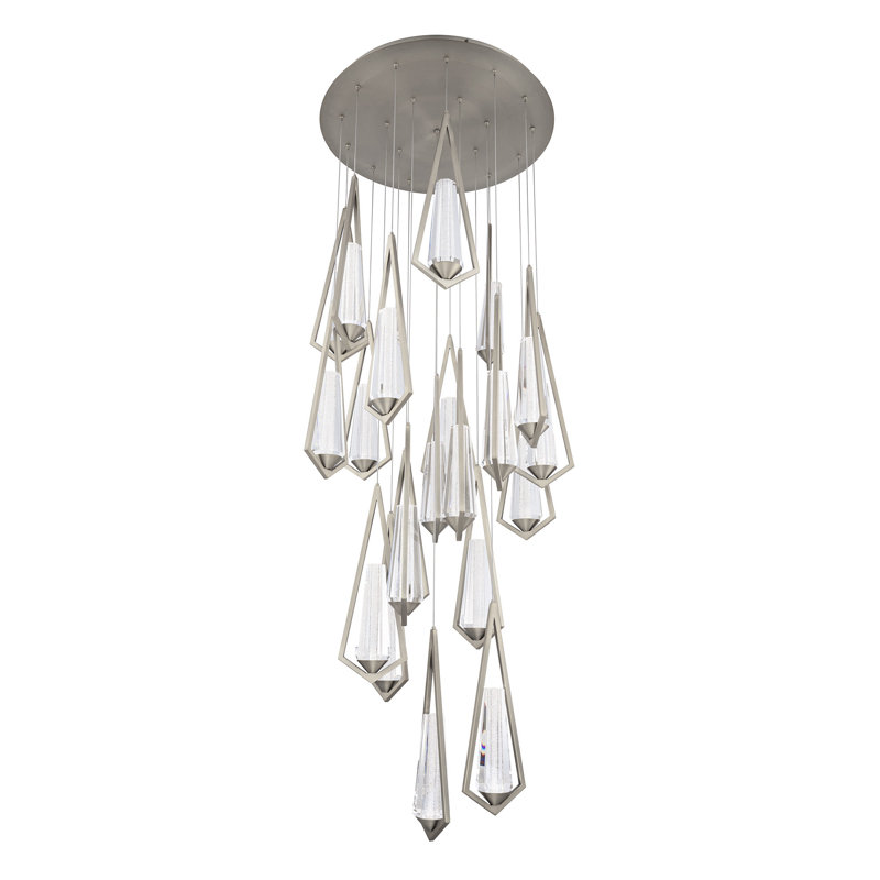 Devotion LED Pendant, 18" H x 26" W x 26" D, Satin Nickel, 21 Lights