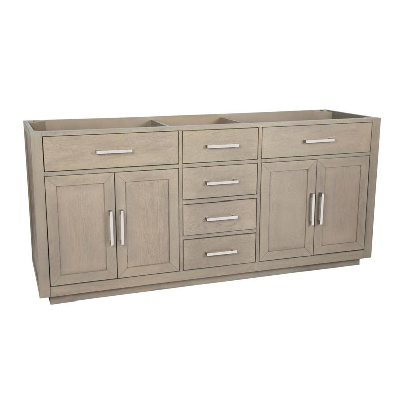Base de meuble-lavabo double 71,25 po Nahlani seulement, Chêne gris