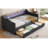 Daybed With 2 Storage Drawers And 2-Tier Shelf & USB/Type-C Port, Modern Linen Upholstered Sofa Day Bed Frame With  Smart LED Light For Livingroom, Apartment-493728799