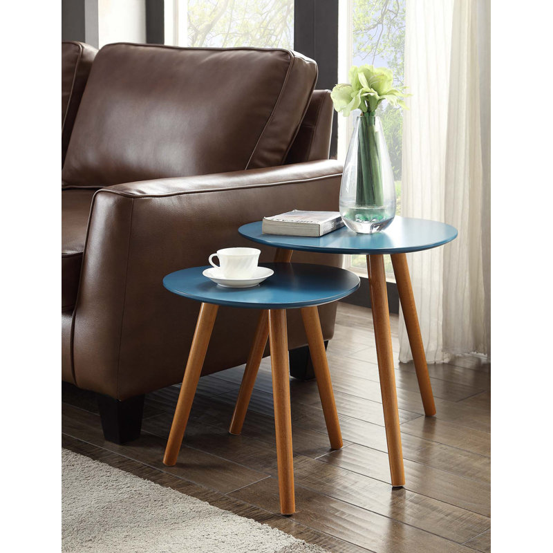Amethist Nesting End Table, Blue/Natural