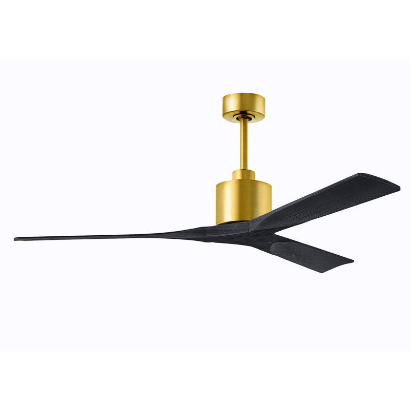 Nan Ceiling Fan In Textured Blades, Brushed Brass, Matte Black, 60"