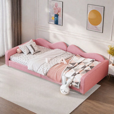 Daybed Upholstered Elegant Daybed With Cloud-shaped Backrest And Two Armrests by Lark Manor