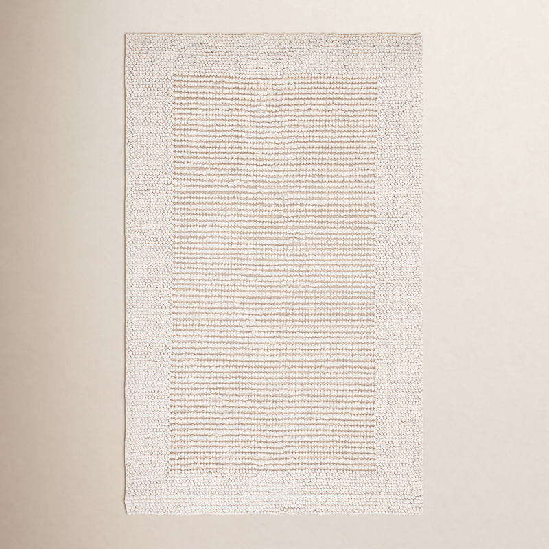 Burdick Handwoven Wool/Cotton Area Rug in Ivory/Beige, Rectangle 10' x 14'