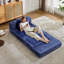 Canapé à compression, canapé-lit à plancher convertible à structure fixe, canapé modulaire à assise simple sans os, sans assemblage requis, tissu chenille, pour chambre à coucher de salon, bleu foncé-999296288