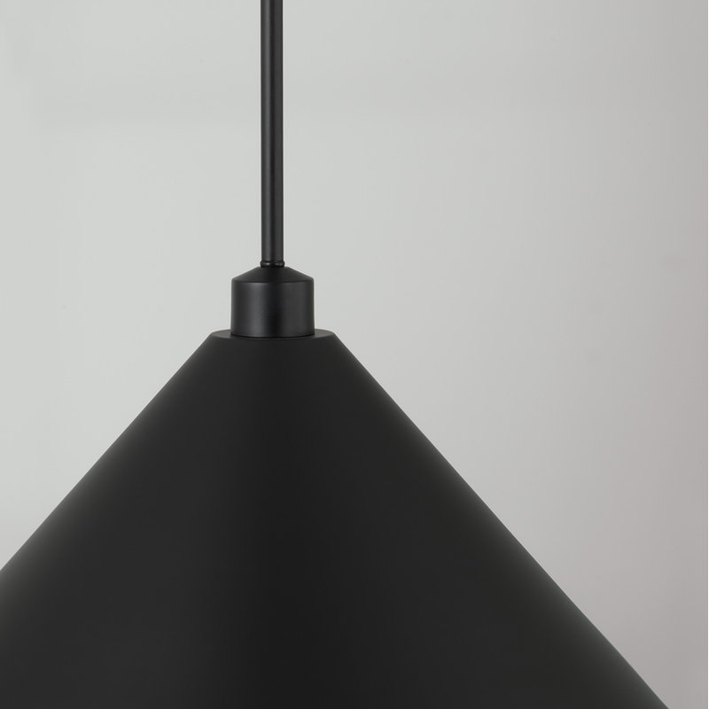 Luminaire suspendu conique à 1 lumière Alden, Noir, Noir