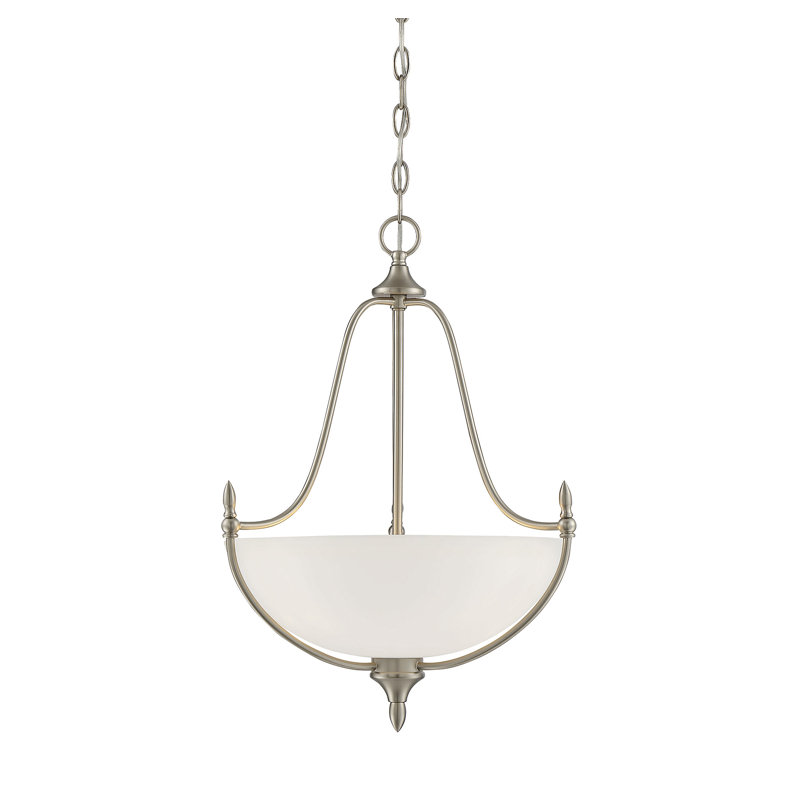 Sennott 3 - Light Unique Bowl Pendant in Satin Nickel, 22" H x 18" W x 18" D, Satin Nickel
