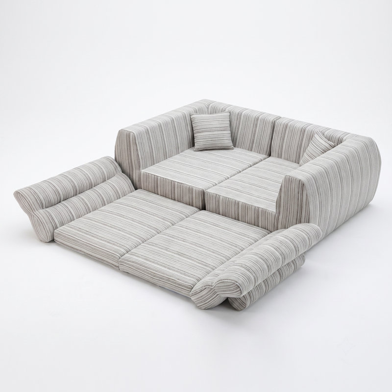 Canapé moderne rembourré avec coussins décoratifs pour salon, petit espace, sans compression, Soft White,taupe