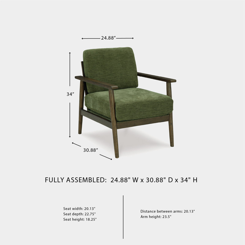 Upholstered Armchair, Green Fabric
