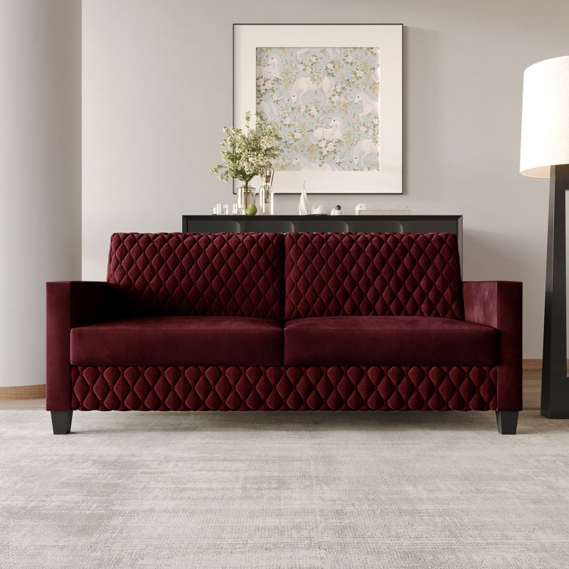 Elegant Velvet Upholstered 3-Seater Sofa