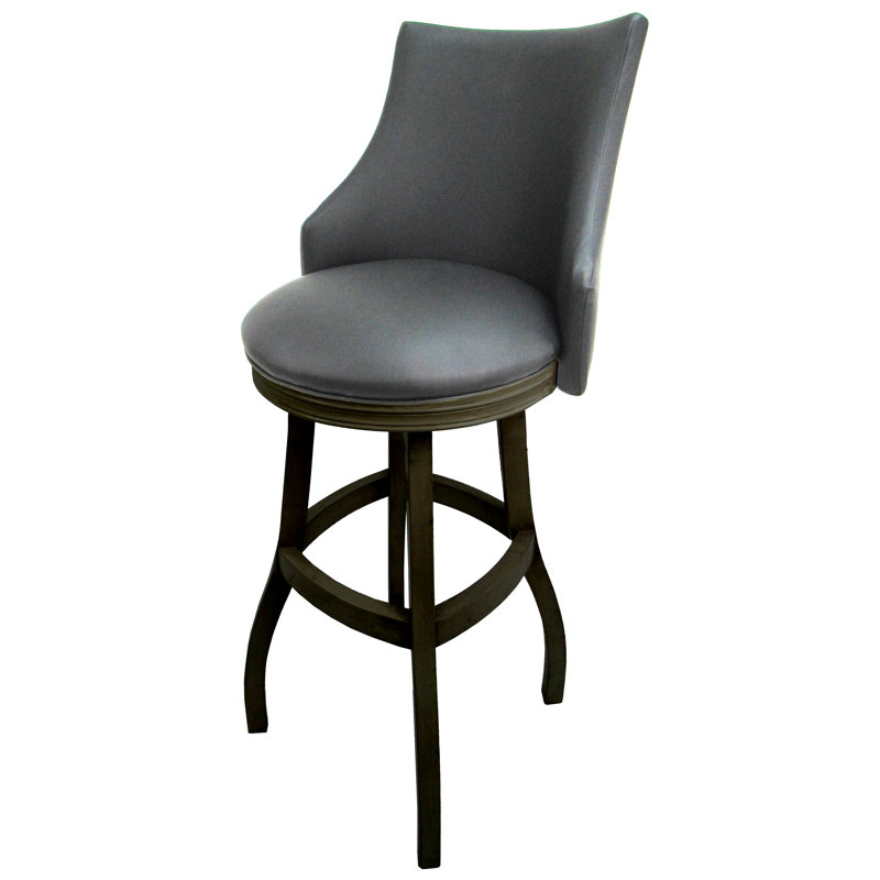 Tabouret pivotant en bois Ridfortore, Noir, Gris, Tabouret de bar (hauteur du siège 34 po)