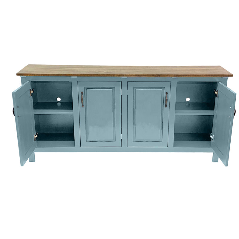 Modern Solid Wood Sideboard Buffet, Interesting Aqua, 35" H x 70" W x 18" D