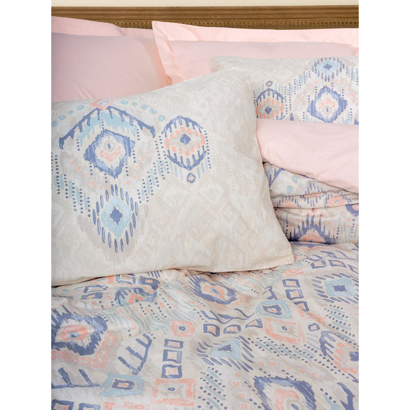 Tile Red Ranforce XXL Quilt Cover Set, 61 x 87 Duvet & 31.5 x 31.5 Pillowcase | 100% Cotton, Machine Washable, 145 Thread Count | Stylish Pigment Printing, Button Closure Design for Ultimate Comfort