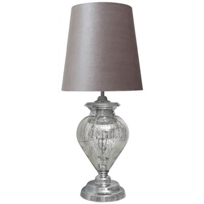 Jamel Luxury Table Lamps for Living Room, Bedside Buffet Lamp with Glass Base and Velvet Shade